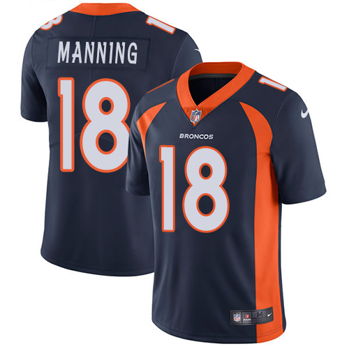 Nike Broncos #18 Peyton Manning Navy Blue Alternate Men's Stitched NFL Vapor Untouchable Limited Jersey - Click Image to Close